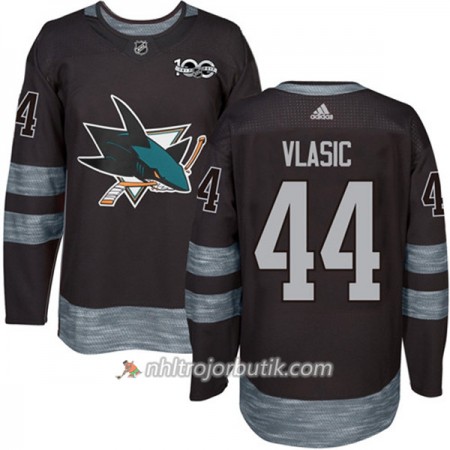 Män Ishockey San Jose Sharks Tröja Marc-Edouard Vlasic 44 1917-2017 100th Anniversary Adidas Svart Authentic
